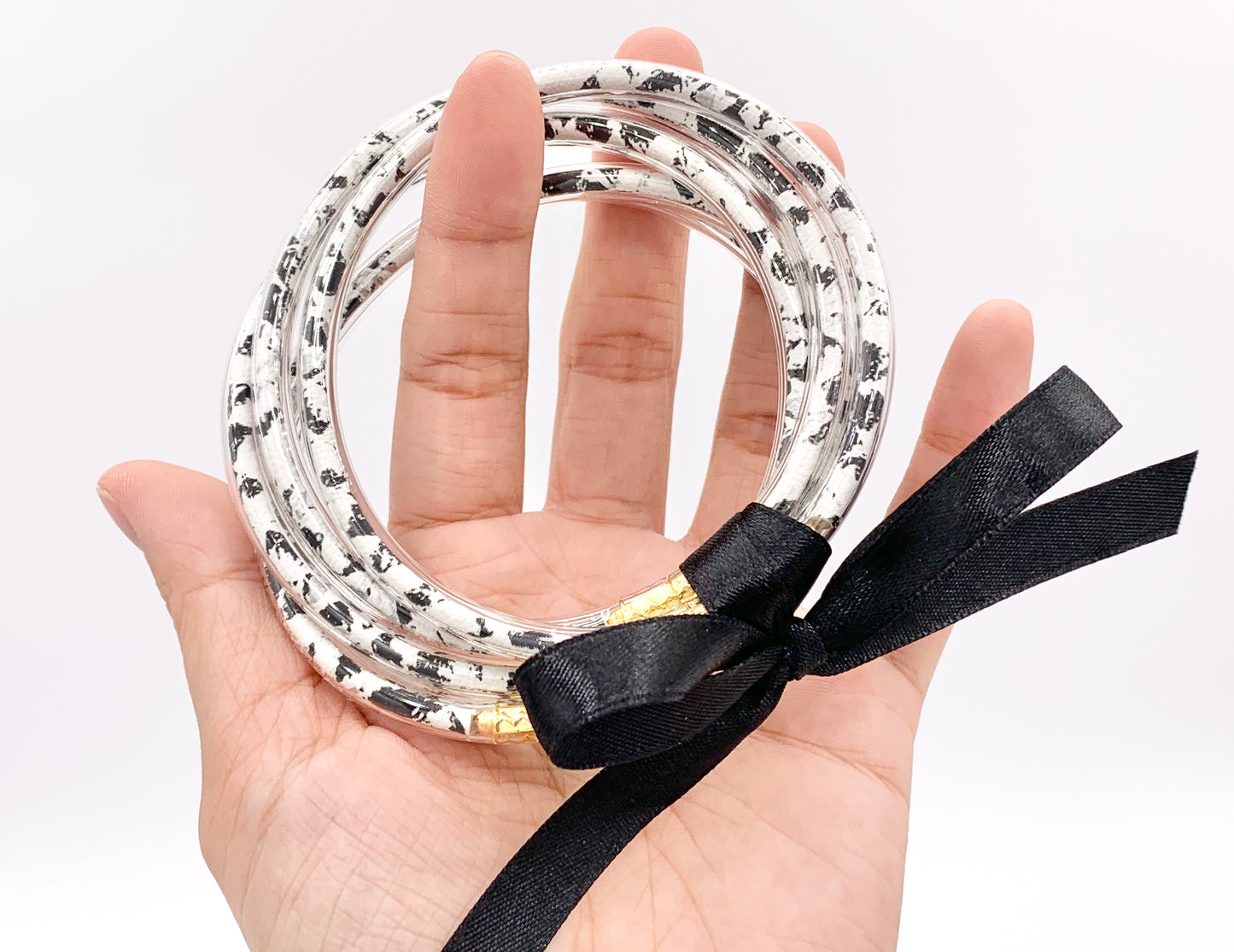 Animal Print Leopard Dalmatian Jelly Tube Bangles Buddhist Temple Wristband Wristlet Bracelet 5 pcs