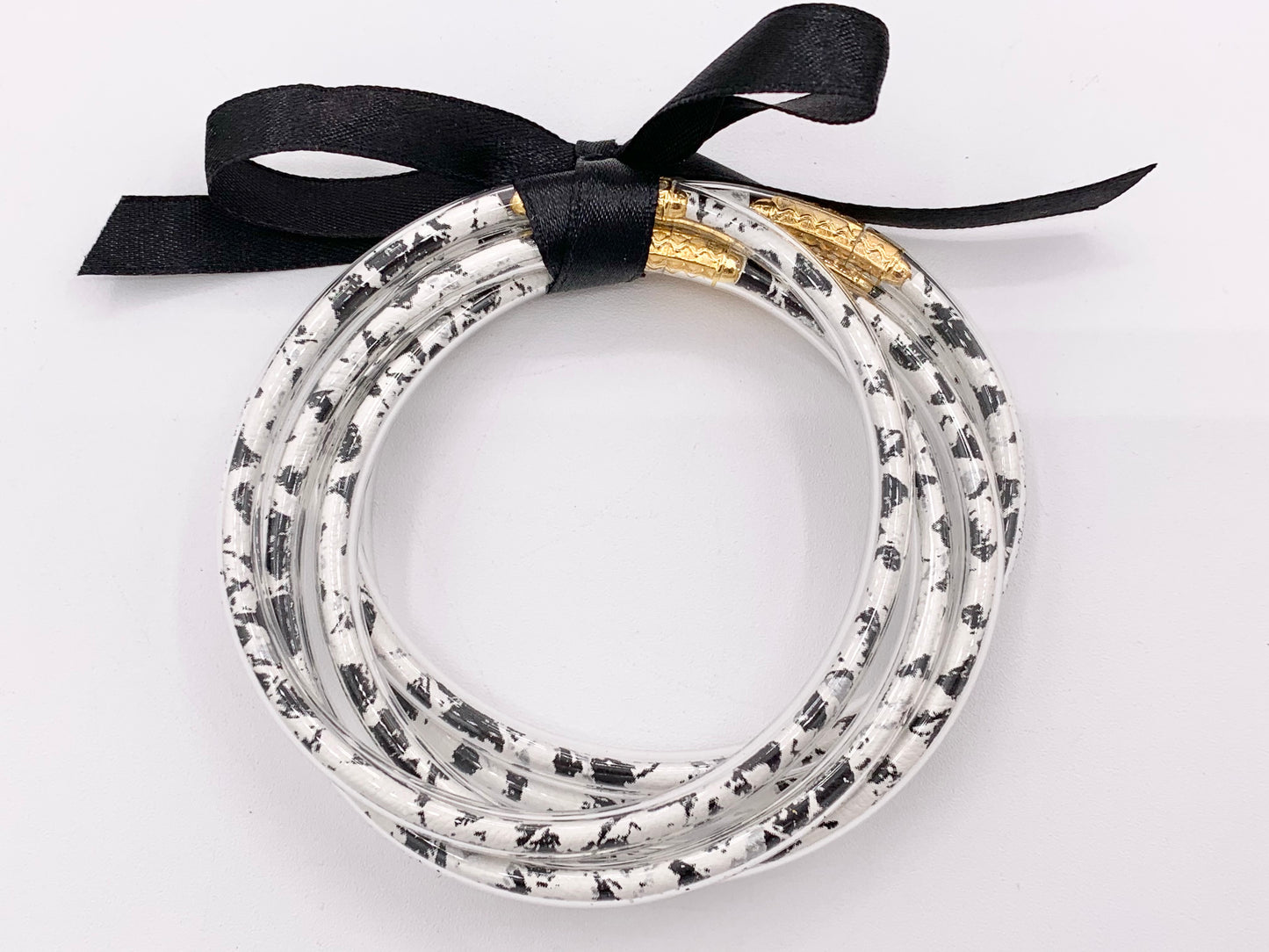 Animal Print Leopard Dalmatian Jelly Tube Bangles Buddhist Temple Wristband Wristlet Bracelet 5 pcs