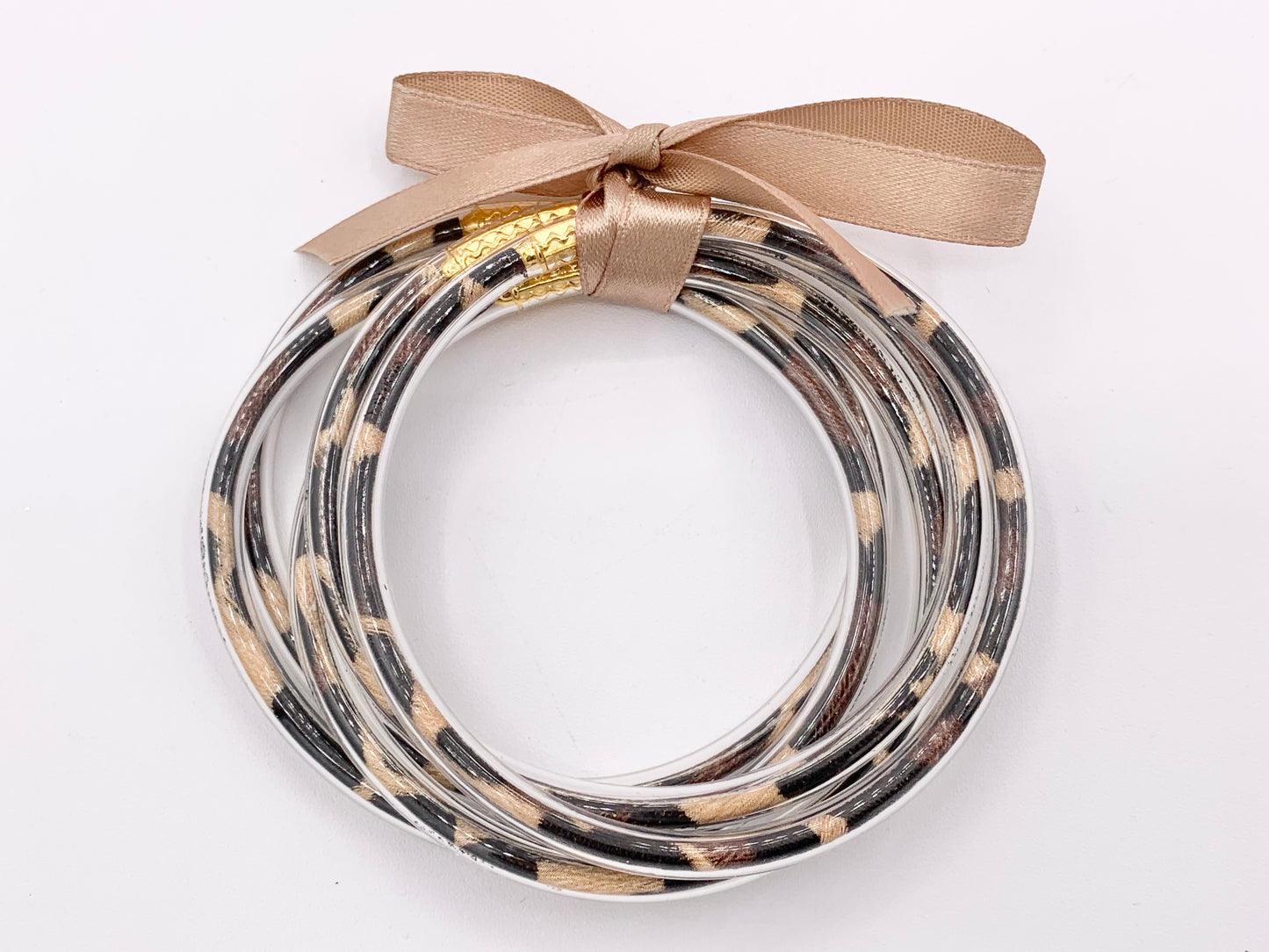 Animal Print Leopard Dalmatian Jelly Tube Bangles Buddhist Temple Wristband Wristlet Bracelet 5 pcs