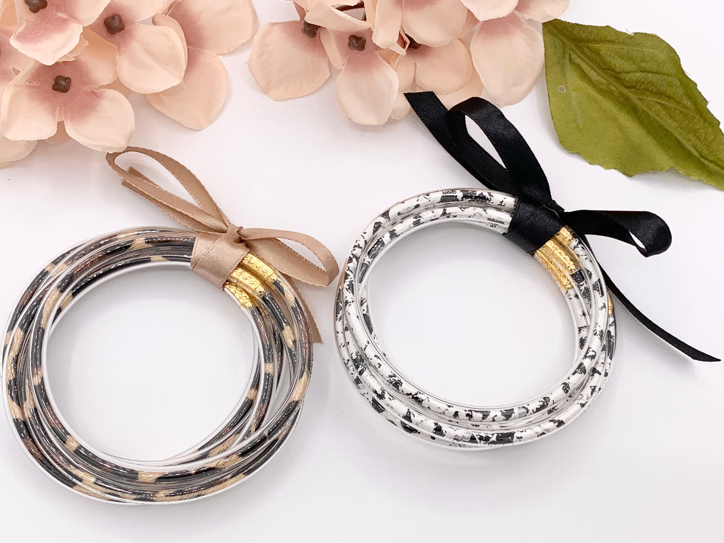 Animal Print Leopard Dalmatian Jelly Tube Bangles Buddhist Temple Wristband Wristlet Bracelet 5 pcs