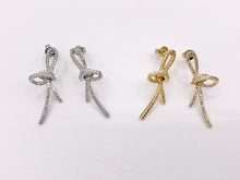 Load image into Gallery viewer, Beautiful Trendy Knot CZ Pave Earrings in 18k Gold and Silver Over Copper 3 pairs
