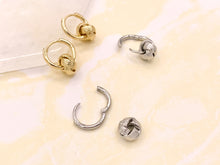 Load image into Gallery viewer, Real Gold/Platinum 18K Plated Unique Knot Dangle Huggies 5 pairs
