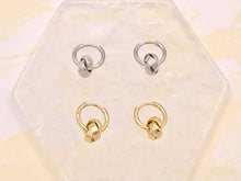 Load image into Gallery viewer, Real Gold/Platinum 18K Plated Unique Knot Dangle Huggies 5 pairs
