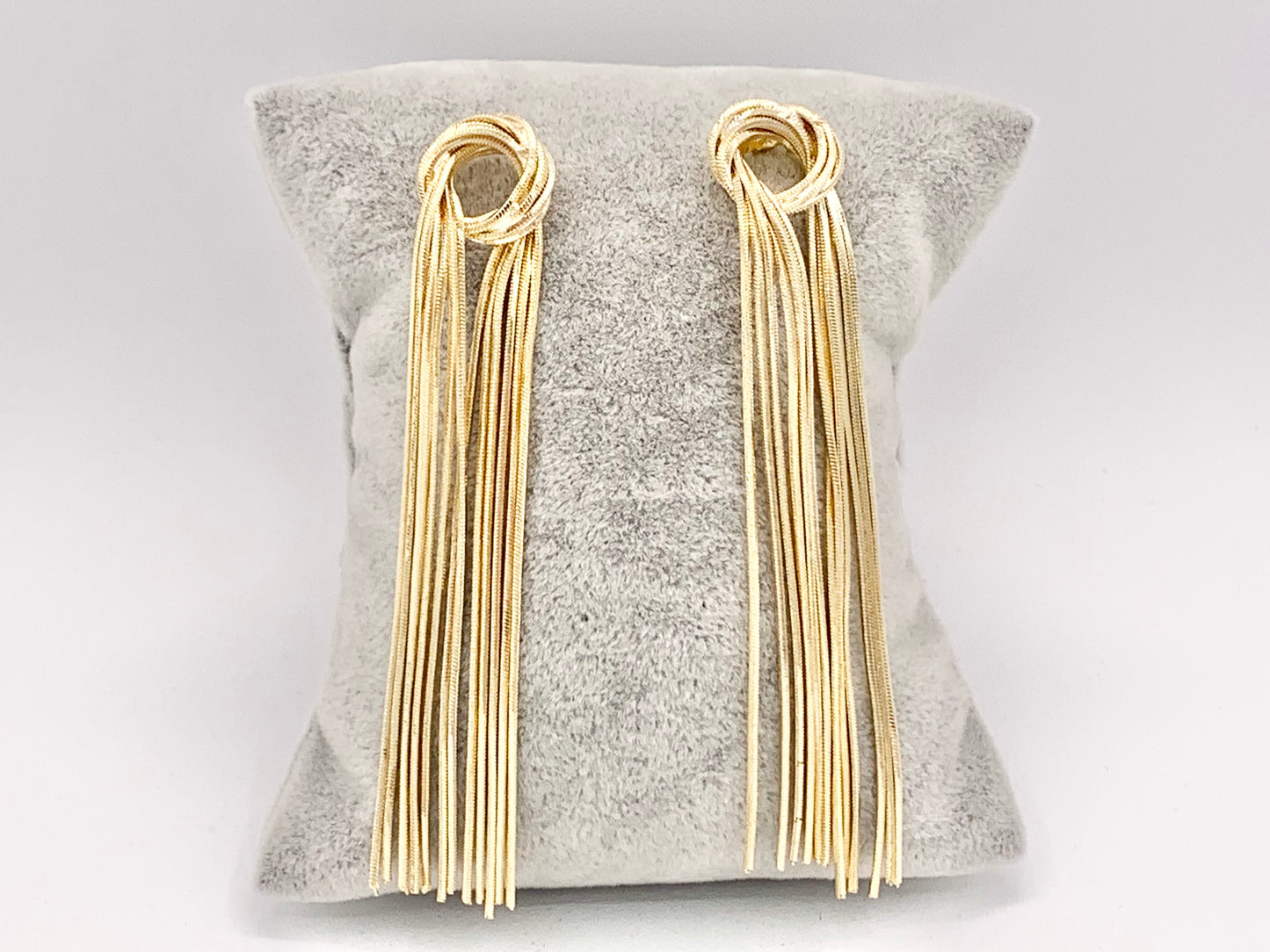 Glamorous but Simple - Fringe Knotted Tassel Earrings in 18K Gold or Silver Plated over Copper 1 pair