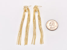 Load image into Gallery viewer, Glamorous but Simple - Fringe Knotted Tassel Earrings in 18K Gold or Silver Plated over Copper 1 pair
