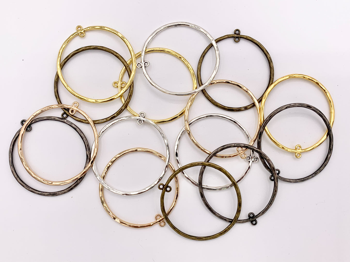 58x53mm Pewter Circle Pendant Findings Bulk Order in Light Gold, Gold, Silver, Brass, and Gunmetal