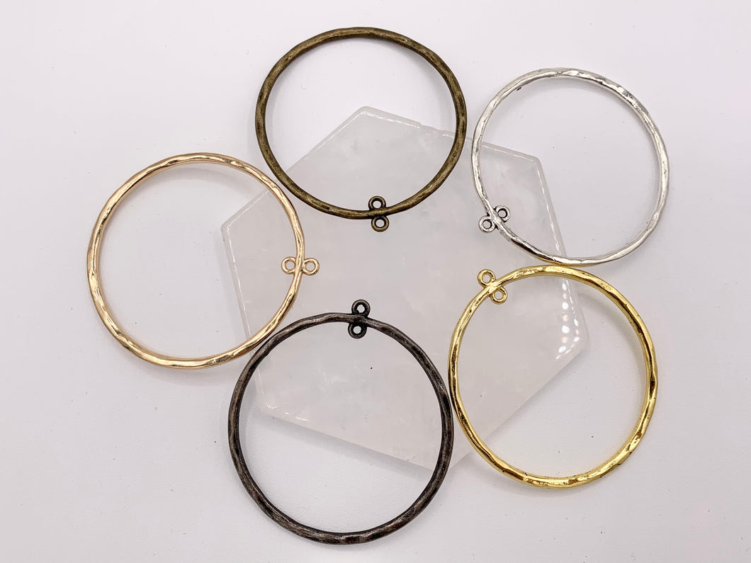 58x53mm Pewter Circle Pendant Findings Bulk Order in Light Gold, Gold, Silver, Brass, and Gunmetal