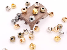 Load image into Gallery viewer, Pewter Base Metal Nugget Large Hole Spacer Beads Rosy Gold, Gold, Silver, Bronze, Gunmetal
