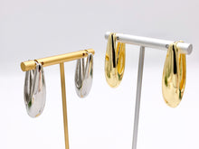 Load image into Gallery viewer, Long Drop Oval Latch Back Hoops Earring Huggies in 18K Gold or Silver Plated Copper 3 pairs
