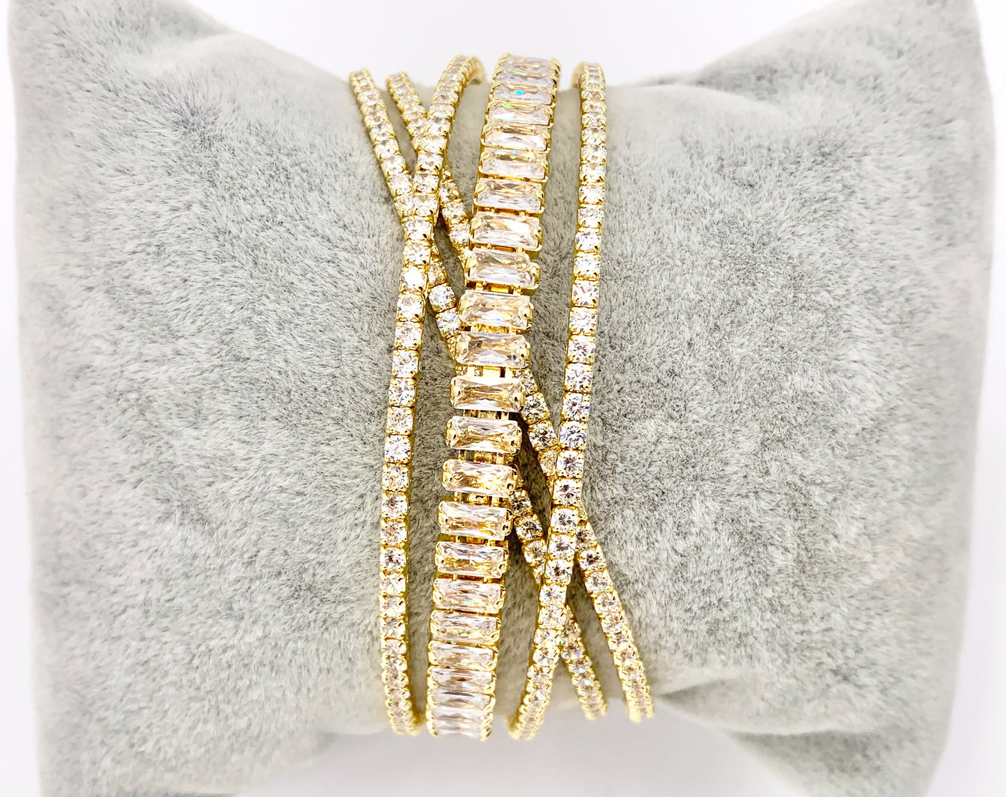 Luxury Stretch Flexible Rhinestone Bracelet Cuffs in Real Gold/Platinum 18K Plated Copper 1 pc