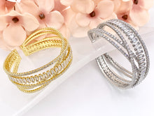 Cargar imagen en el visor de la galería, Luxury Stretch Flexible Rhinestone Bracelet Cuffs in Real Gold/Platinum 18K Plated Copper 1 pc
