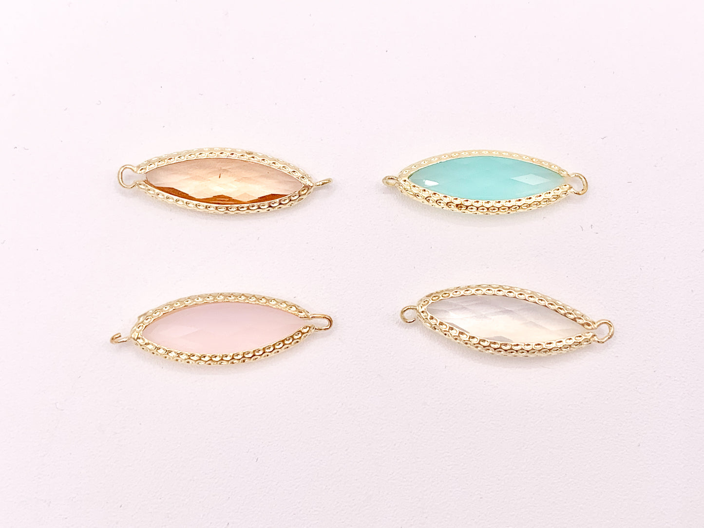 Crystal Marquis Bezel Gold Trim Connector Findings 4 pcs