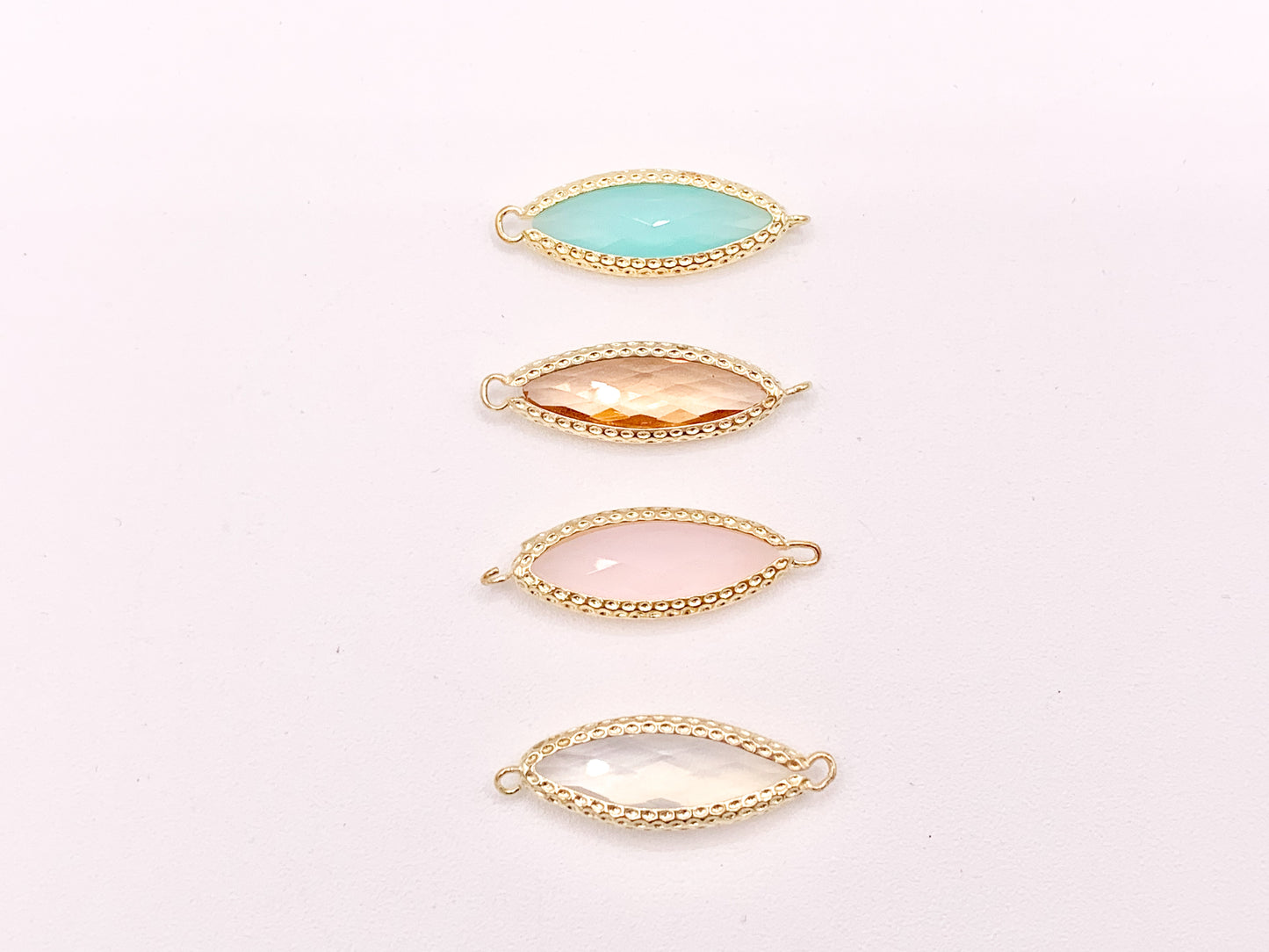 Crystal Marquis Bezel Gold Trim Connector Findings 4 pcs