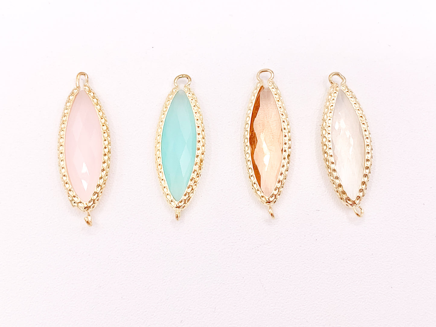 Crystal Marquis Bezel Gold Trim Connector Findings 4 pcs