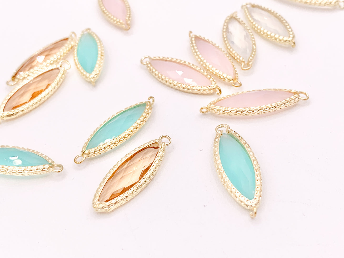 Crystal Marquis Bezel Gold Trim Connector Findings 4 pcs