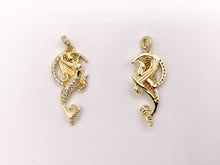 Load image into Gallery viewer, Mermaid Pendants in 18K Gold Plated CZ Pave Copper 4 pcs
