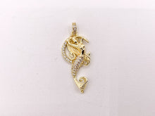 Load image into Gallery viewer, Mermaid Pendants in 18K Gold Plated CZ Pave Copper 4 pcs
