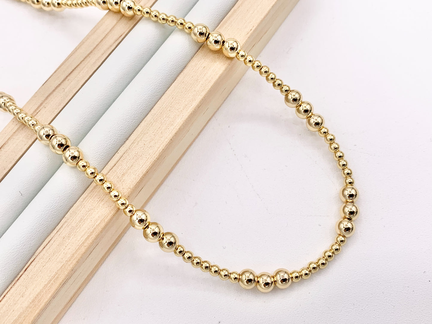 18K Gold Plated Hematite Round Mixed Beads Finished Necklace 1 piece