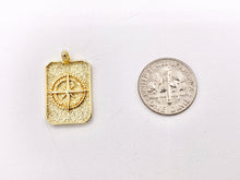 Load image into Gallery viewer, North Star Compass Rectangle Tag Pendant in 18K Gold plated Copper 8 pcs
