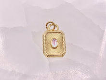 Load image into Gallery viewer, Gold Rectangle Tag Pendant Charms Opalite Center in 18K Gold Plated Copper 5 pcs
