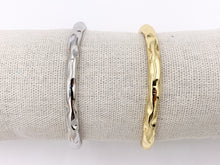 Load image into Gallery viewer, Chunky Organic Plain Adjustable Bracelet Front Open Cuffs in 18K Gold Plating or Silver Plating 2 pcs
