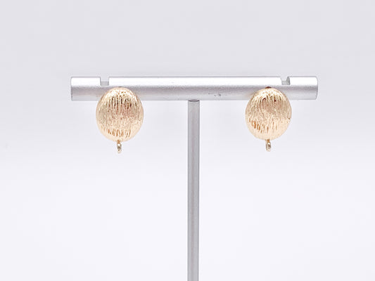 Textured Oval Earring Findings Component with Loop in 18K Gold plated Copper 5 pairs