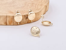 Load image into Gallery viewer, Textured Oval Earring Findings Component with Loop in 18K Gold plated Copper 5 pairs
