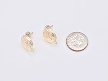 Load image into Gallery viewer, Textured Oval Earring Findings Component with Loop in 18K Gold plated Copper 5 pairs
