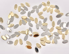 Cargar imagen en el visor de la galería, Dijes de etiquetas ovaladas DIY en blanco chapados en oro real/platino de 18 quilates sobre latón, 50 piezas
