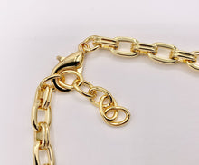 Cargar imagen en el visor de la galería, Textured Paperclip Necklace 18K Gold Plated Copper Finished Necklace 16" with 1.5" Extension Link 1pc
