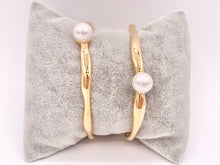 Cargar imagen en el visor de la galería, Brazalete ajustable con perlas minimalistas simples de cobre chapado en oro real de 18 quilates, 3 piezas
