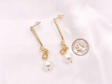 Load image into Gallery viewer, Beautiful Knot Wired Mother of Pearl Drop Earrings in 18K gold Plated over Copper 3 pairs
