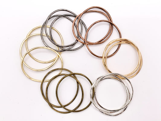 44mm Pewter Wavy Circles Bulk Order in Matte Gold, Gold, Silver, Brass, Gunmetal and Copper
