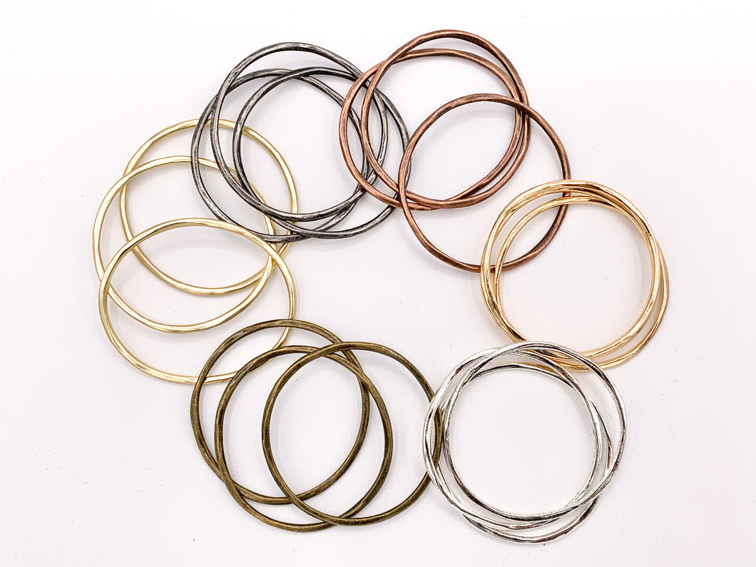 44mm Pewter Wavy Circles Bulk Order in Matte Gold, Gold, Silver, Brass, Gunmetal and Copper