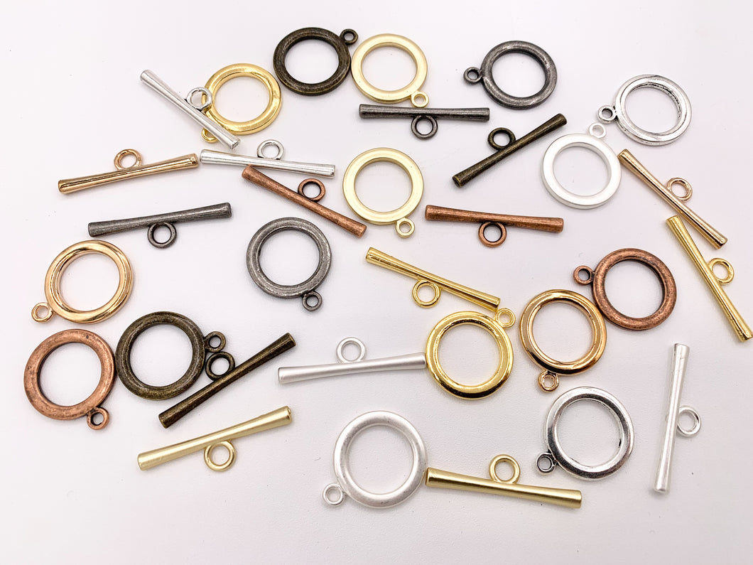 21mm Pewter Toggles Plain Circle Clasps in Rosy Gold, Gold, Matte Gold/Silver, Silver, Bronze, Copper And Gunmetal