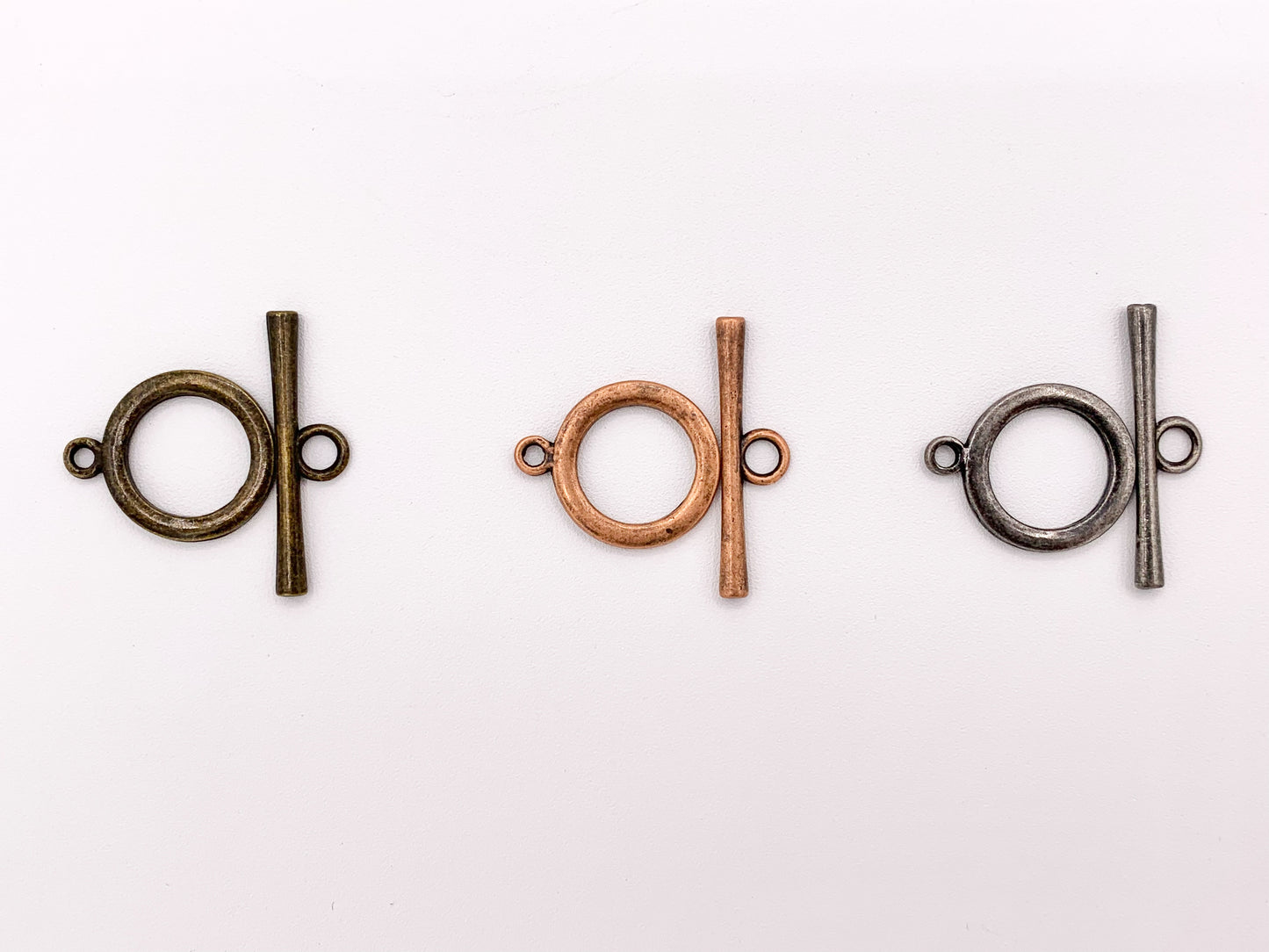21mm Pewter Toggles Plain Circle Clasps in Rosy Gold, Gold, Matte Gold/Silver, Silver, Bronze, Copper And Gunmetal