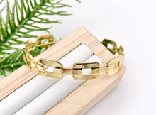 Cargar imagen en el visor de la galería, Minimalist Rectangle Link Bracelet Cuffs in Real Gold 18K Plated Copper 3 pcs
