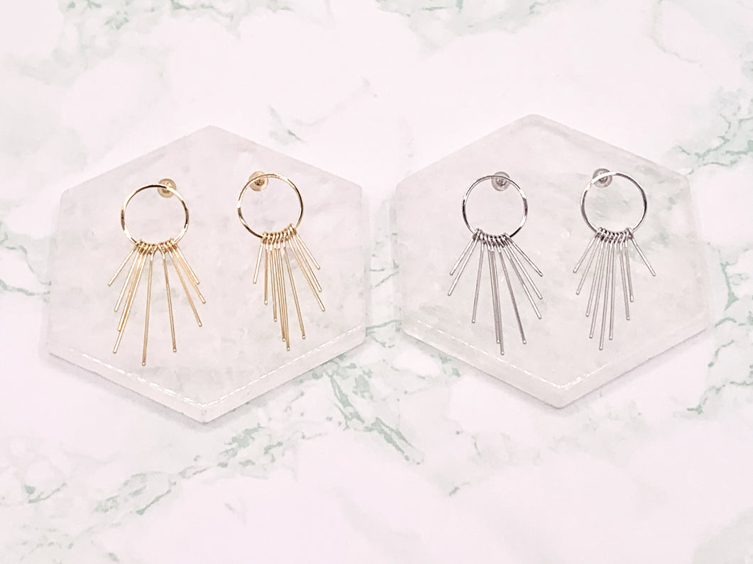 Simple Circle Tassel Earrings in 18K Gold or Silver plated Copper 3 pairs