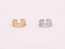 Load image into Gallery viewer, Vibrant Quadruple Quad CZ Pave Baguette Link Rings in 18K gold or Silver Plated Copper 4 pcs
