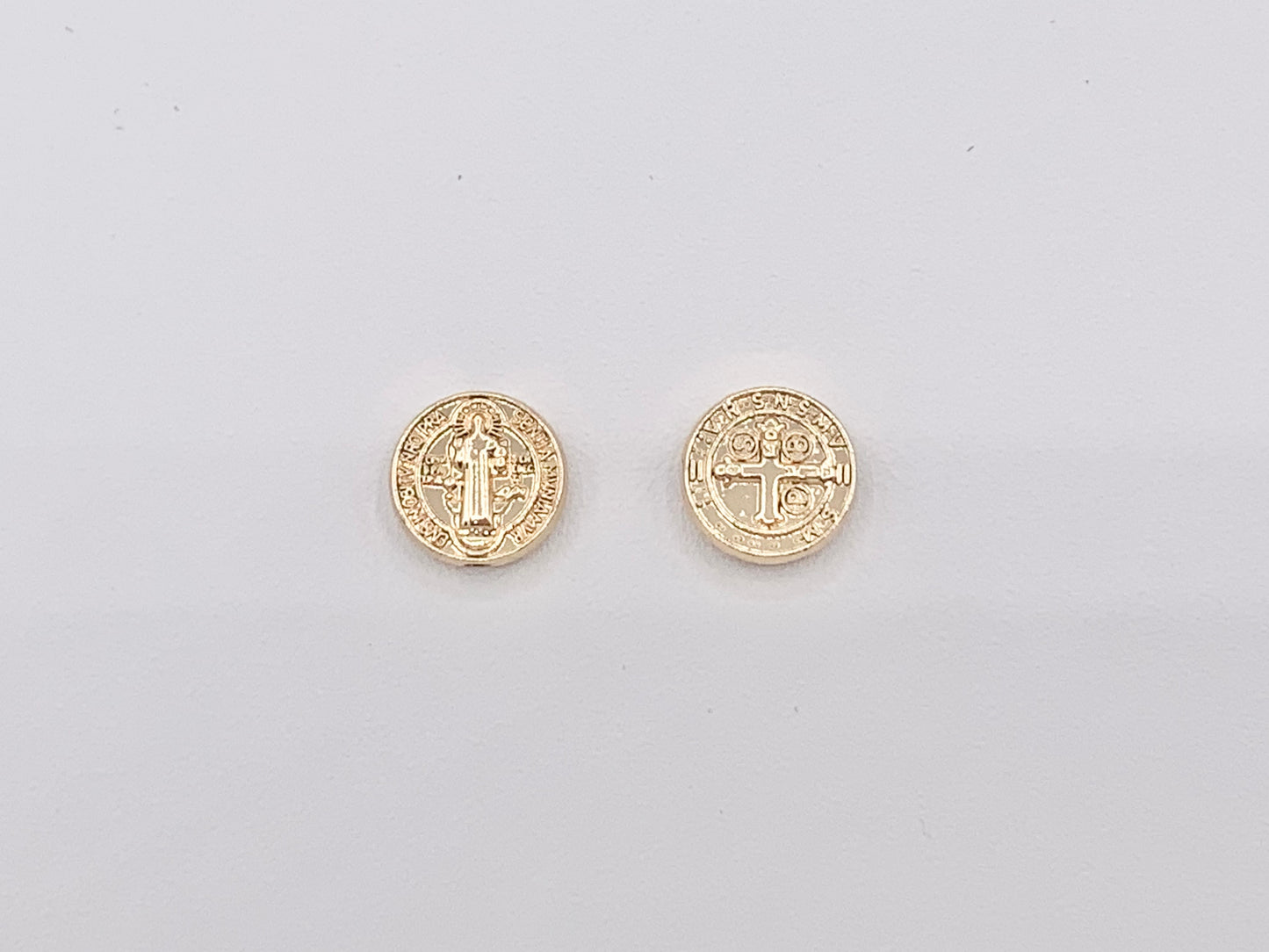 Gold St. Benedict Patron Saint Spacer Beads Religious Rosary Catholic Jewelry Beading Findings Supplies in 18k Gold Plating Around 10mm 20 pcs