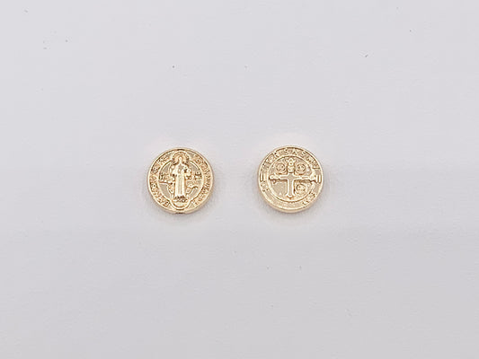 Gold St. Benedict Patron Saint Spacer Beads Religious Rosary Catholic Jewelry Beading Findings Supplies in 18k Gold Plating Around 10mm 20 pcs