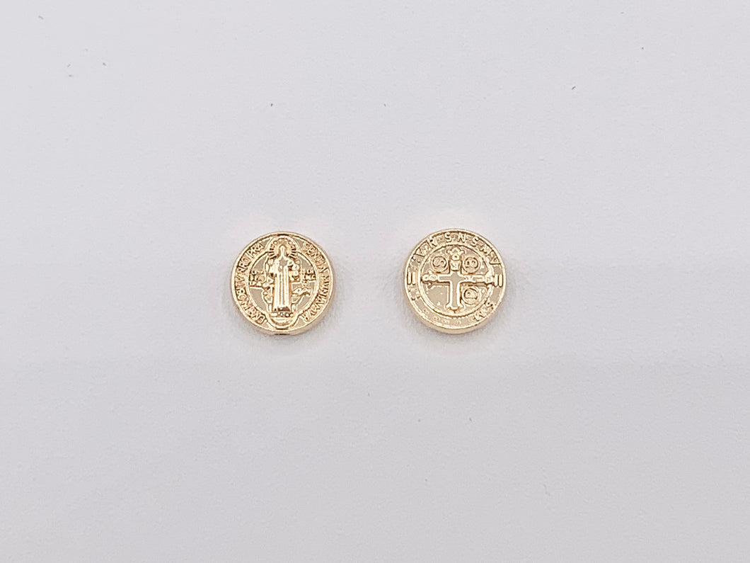 Oro San Benito Patrón Santo Cuentas Espaciadoras Rosario Religioso Joyería Católica Hallazgos de Abalorios Suministros en Chapado en Oro de 18k Alrededor de 10mm 20 piezas