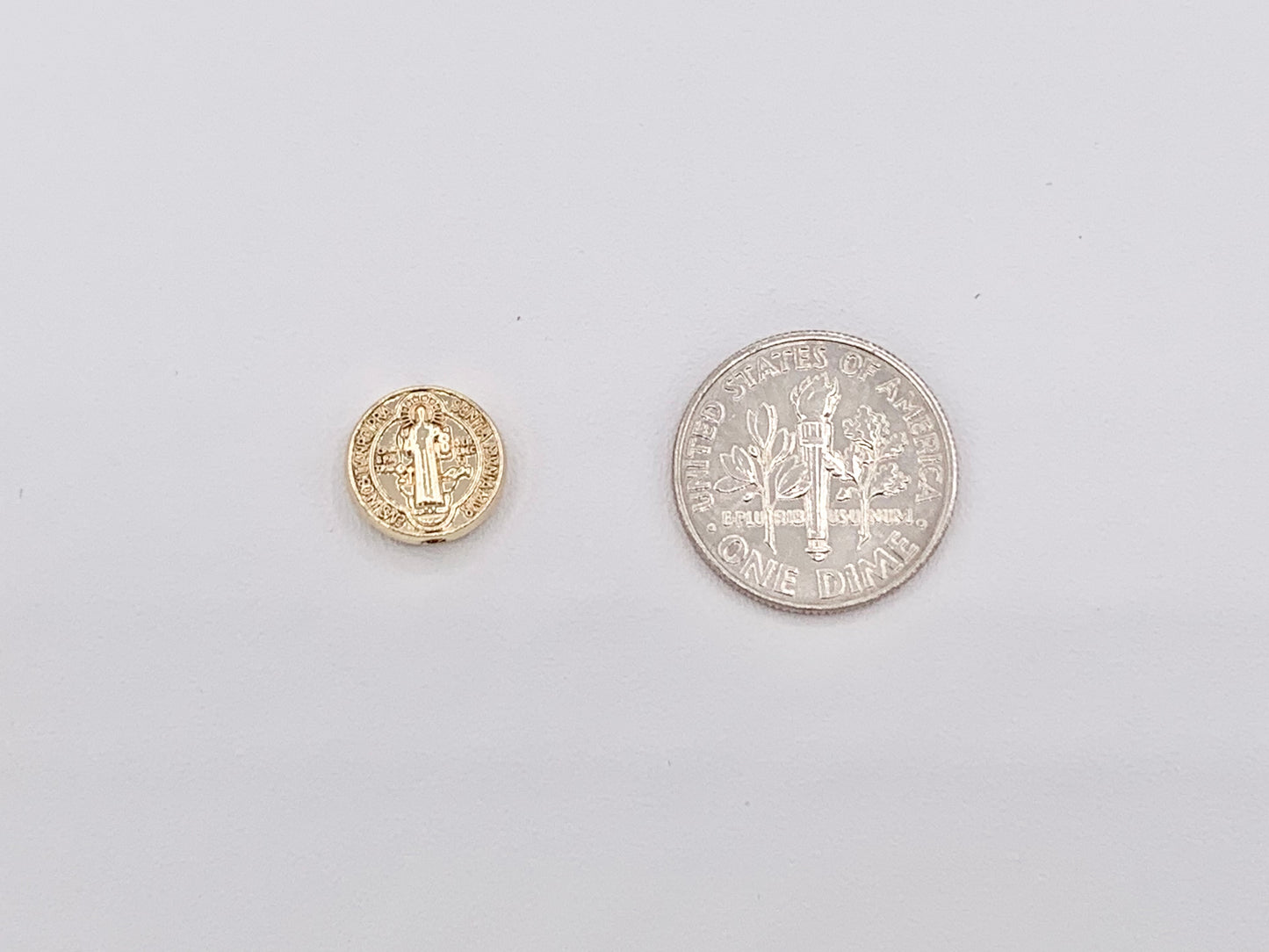 Gold St. Benedict Patron Saint Spacer Beads Religious Rosary Catholic Jewelry Beading Findings Supplies in 18k Gold Plating Around 10mm 20 pcs