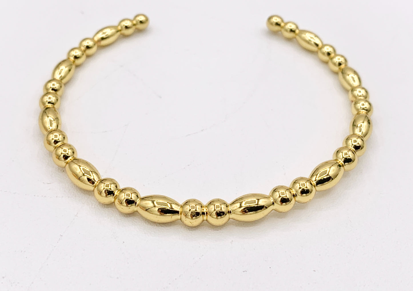 Minimalist Rice Shape Bracelet Cuffs in Real Gold 18K Plated Copper 3 pcs