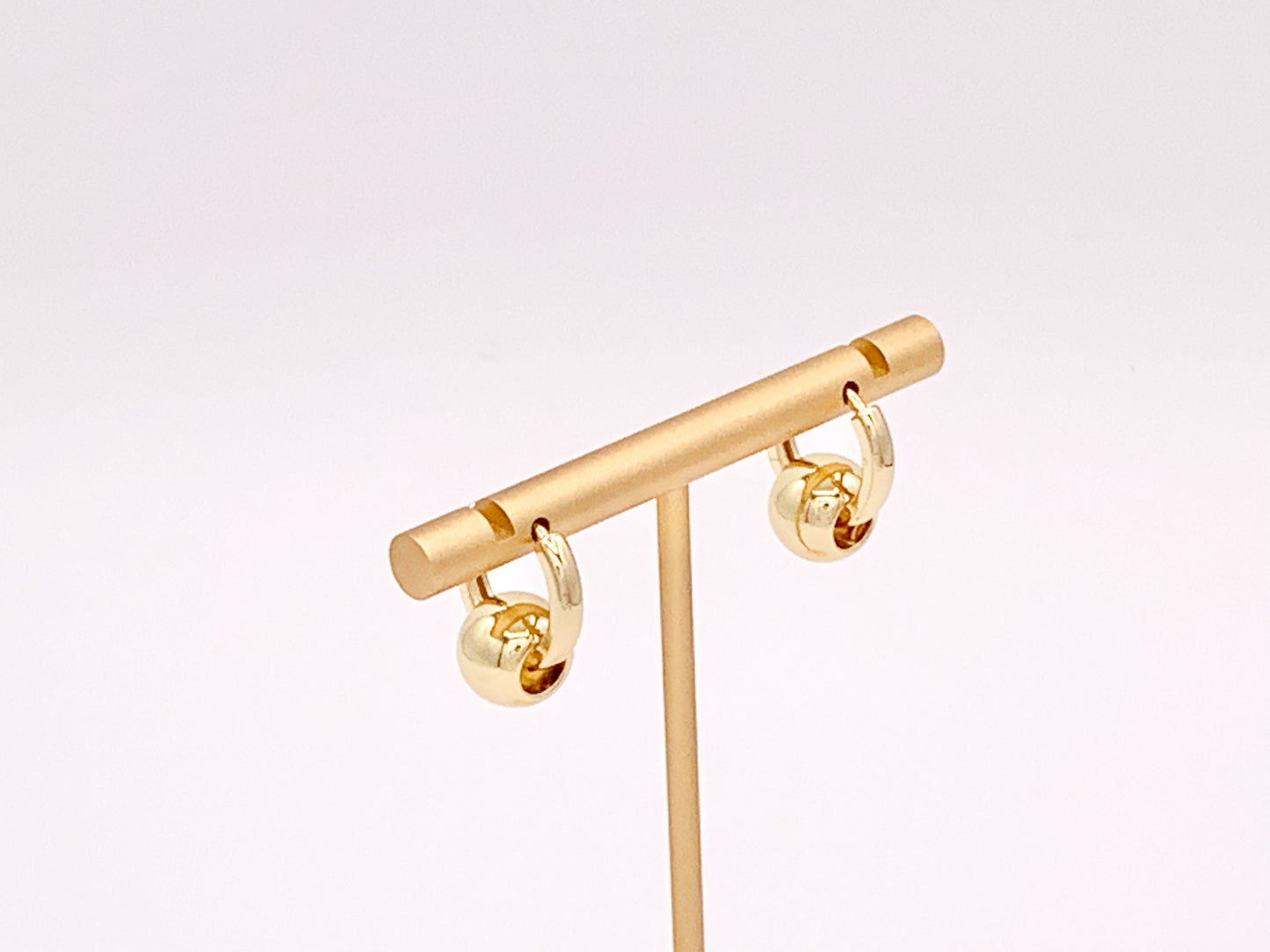 Pendientes colgantes con cuentas de agujero grande, chapados en oro real/platino de 18 quilates, Huggies, 3 pares