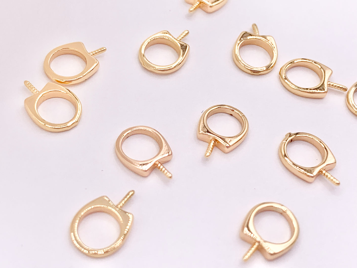 Tiny Eye Pin Closed Ring Screw Findings Earring Pin Bail Pin in 18K Gold Plated Copper 20pcs
