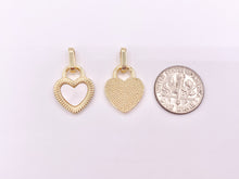 Load image into Gallery viewer, Gold Heart Charm Pendants in Red Enamel or White Shell in 18K Gold Plated Copper 6 pcs
