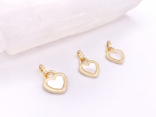 Load image into Gallery viewer, Gold Heart Charm Pendants in Red Enamel or White Shell in 18K Gold Plated Copper 6 pcs
