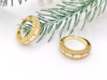 Load image into Gallery viewer, 18K Gold Plated White Shell Banded Adjustable Ring 4 pcs
