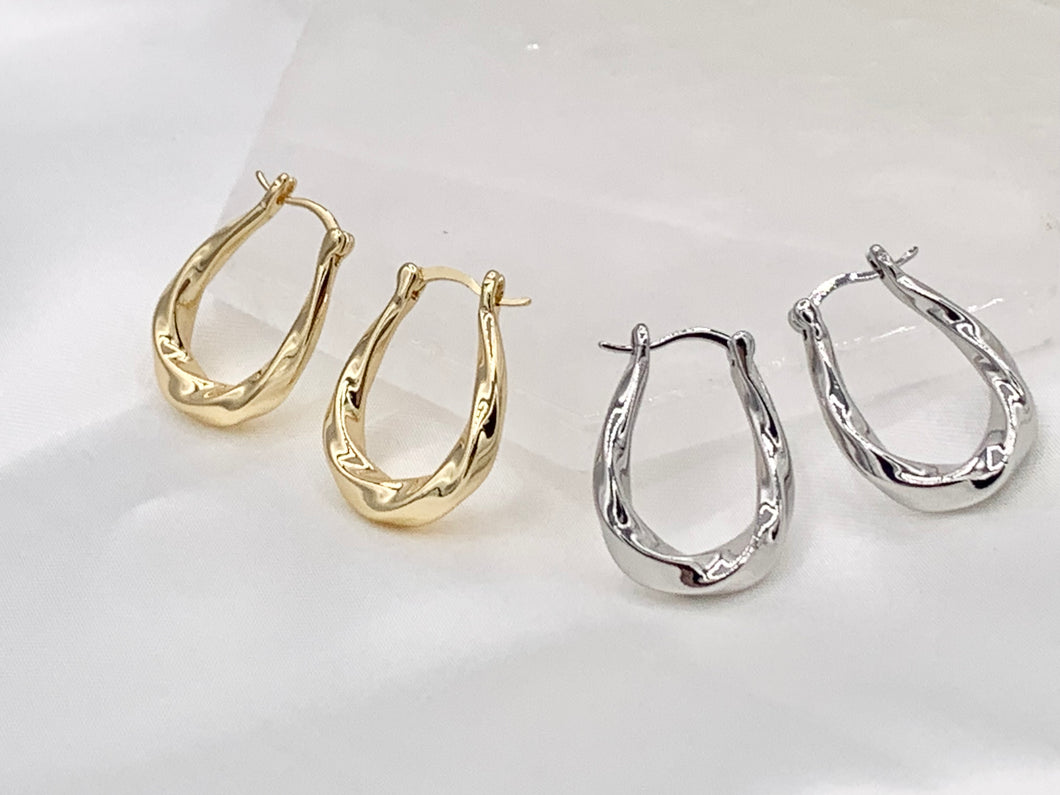 Simple Twisted Roped Teardrop Hoop Earring in Real 18K Gold/Silver Plated Over Copper 3 pairs